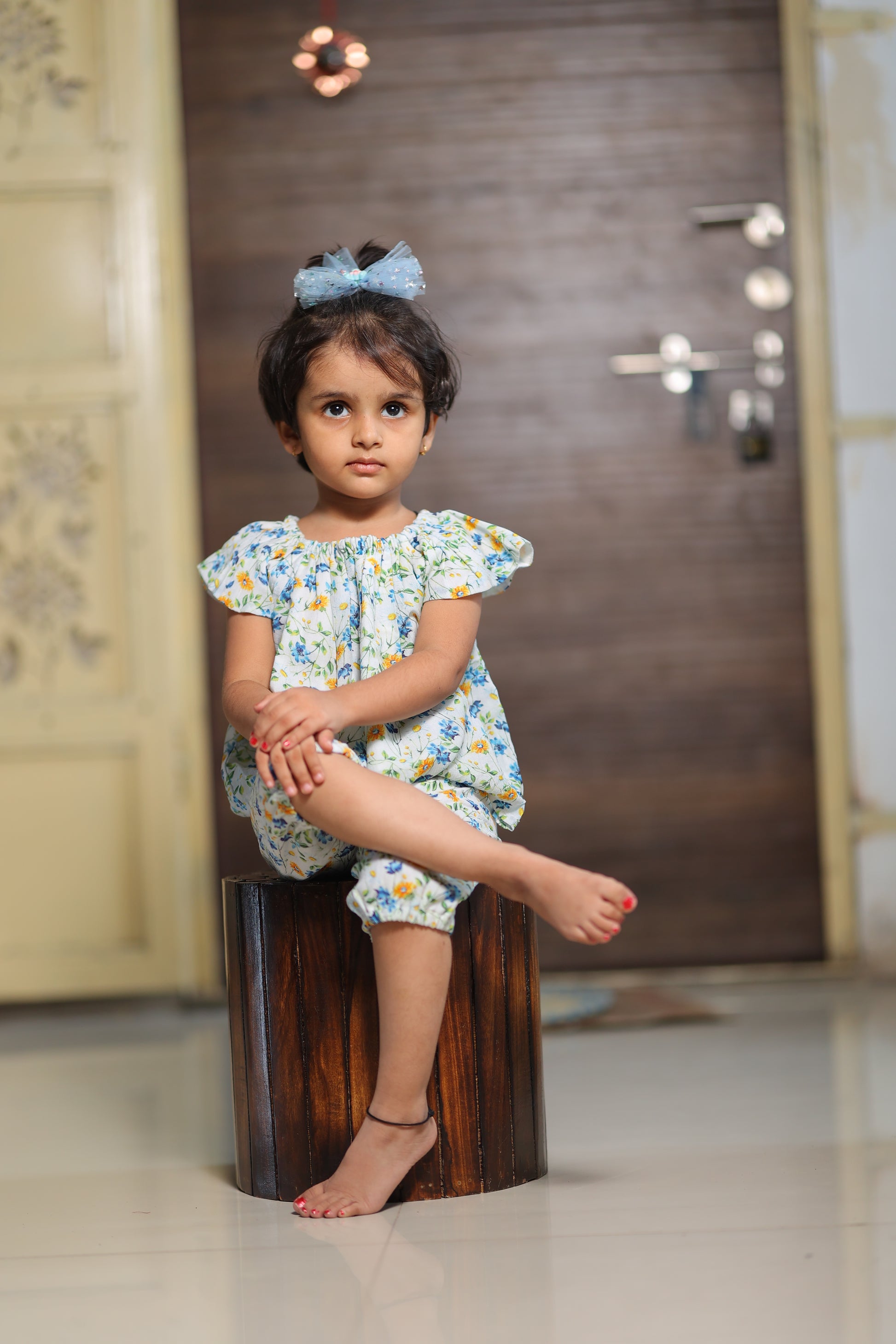 Kids' Blue Flower Print Cord Set - Sustainble Cotton Fabric - www.styletriggers.com