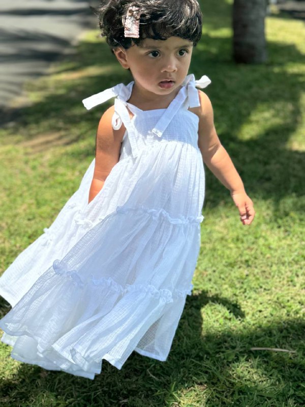 White Flowy Cotton Summer Dress for Girls