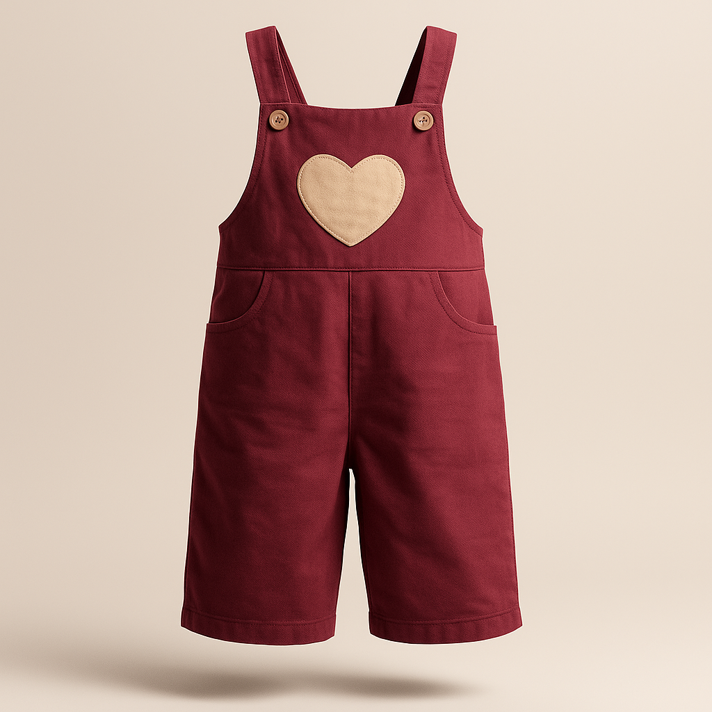 Cutest Outfit Ever – Red Dungaree Dress with Heart on It - www.styletriggers.com