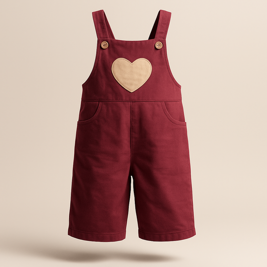 Cutest Outfit Ever – Red Dungaree Dress with Heart on It - www.styletriggers.com