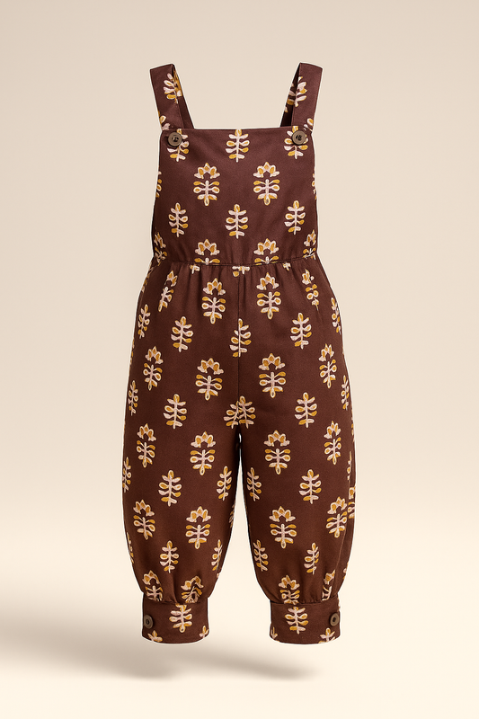 Printed cotton sleeveless jumpsuit for baby girls - www.styletriggers.com