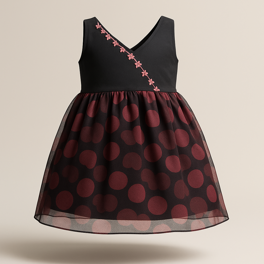 Black Satin Net Party Wear Dress – Trending Kidswear Fashion - www.styletriggers.com