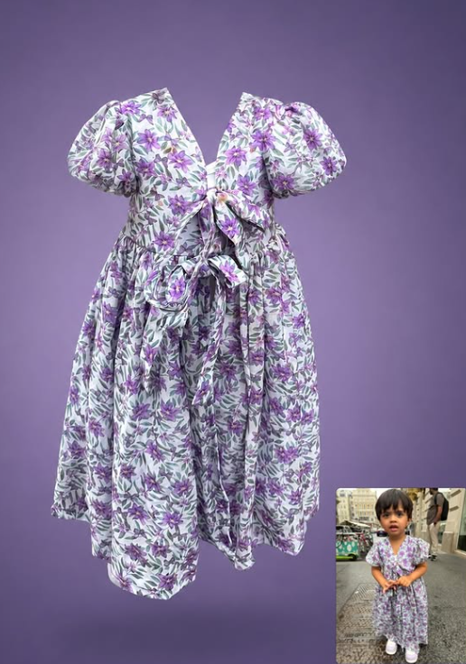 Violet Garden Puff Sleeve Tie-Front Dress — Girls Floral Maxi Dress
