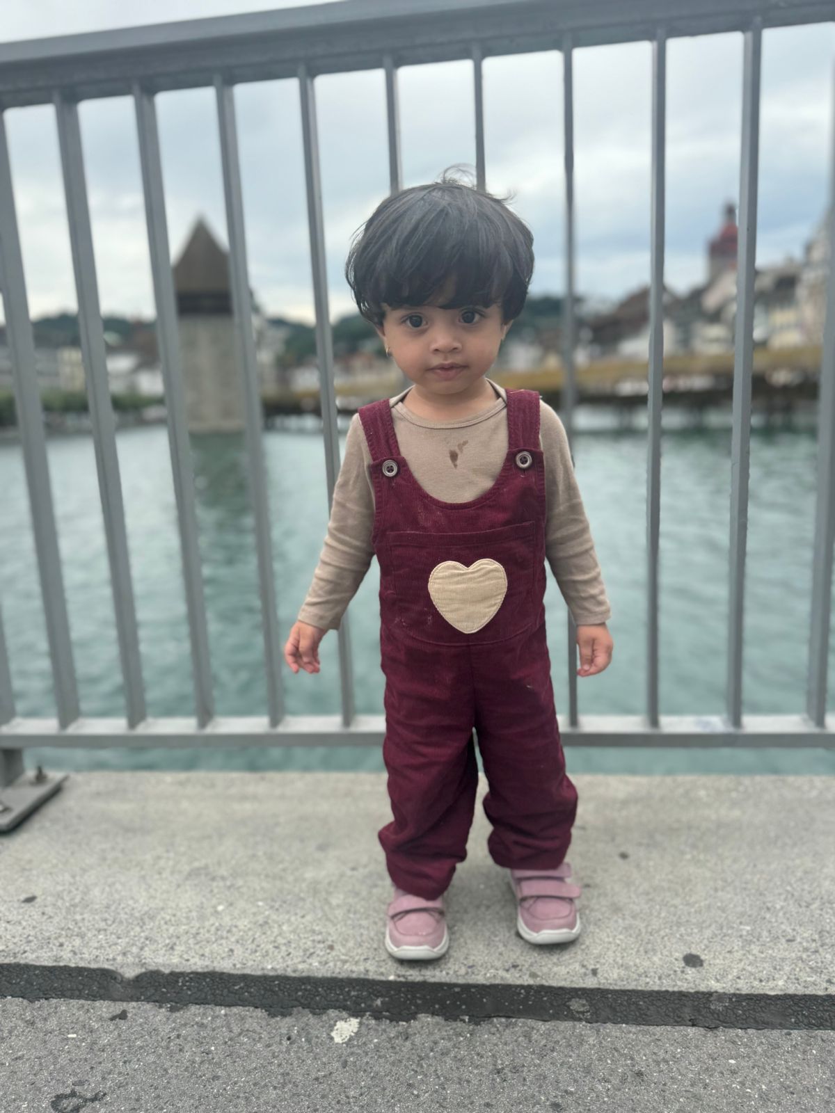 Cutest Outfit Ever – Red Dungaree Dress with Heart on It - www.styletriggers.com