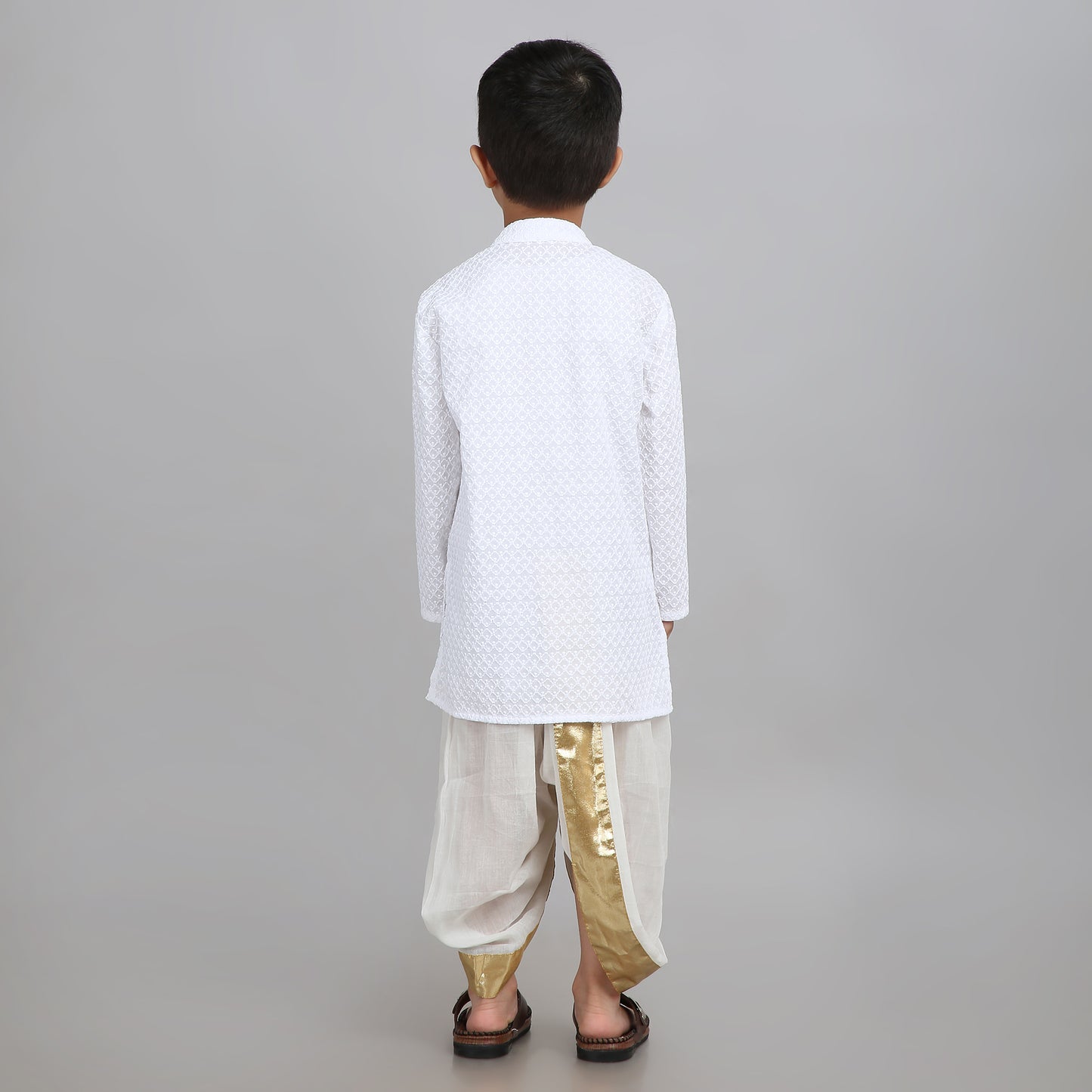 Boys Off-White Kurta Dhoti – Festive Set