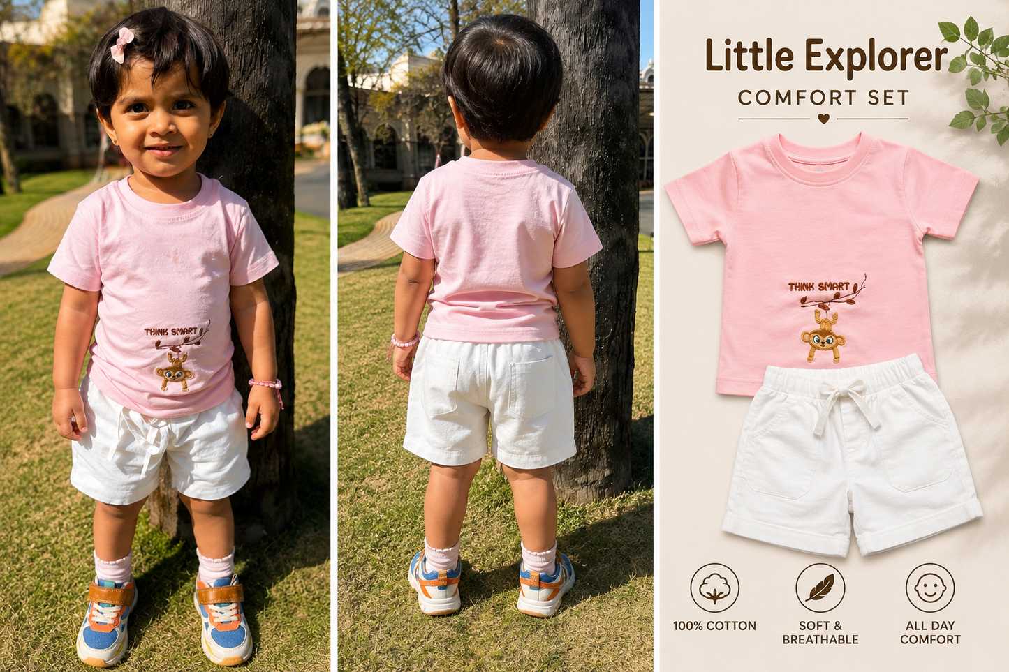 Think Smart Monkey Tee & Shorts Set