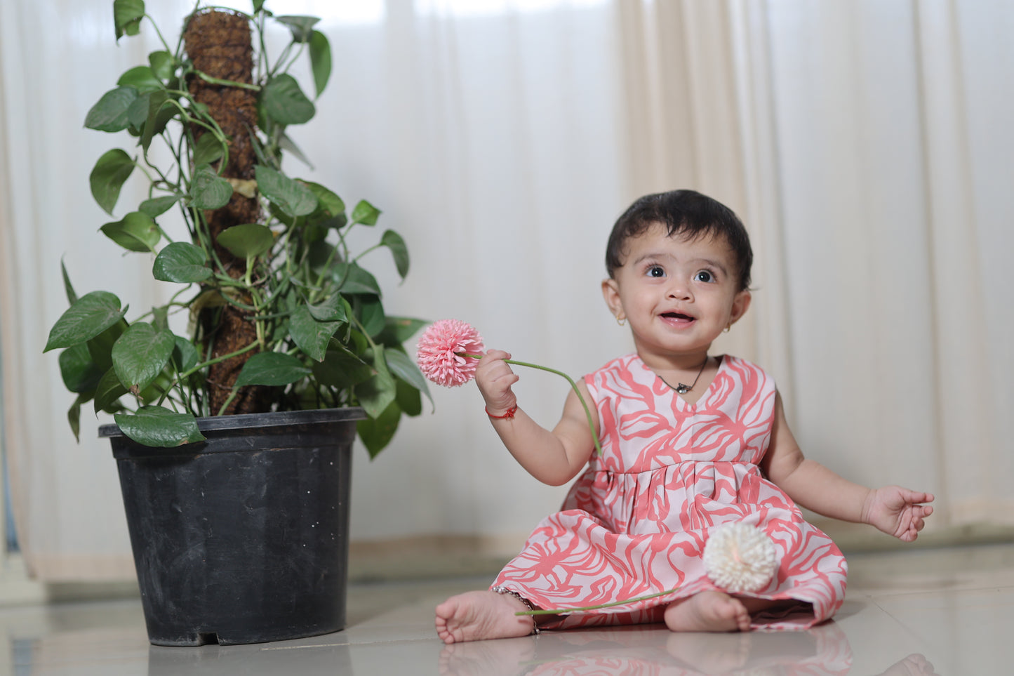 White and Orange Printed Skirt and Top Set - Giza Cotton for Kids