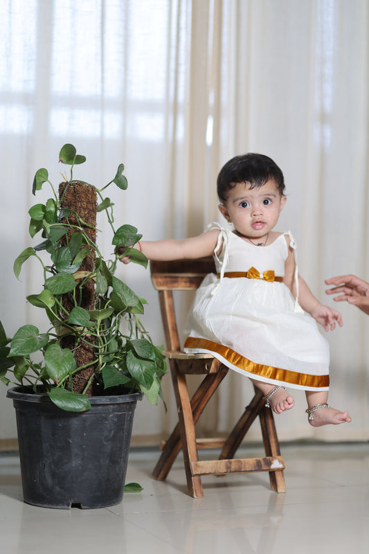 Adorable Festive White Frock for Kids - www.styletriggers.com