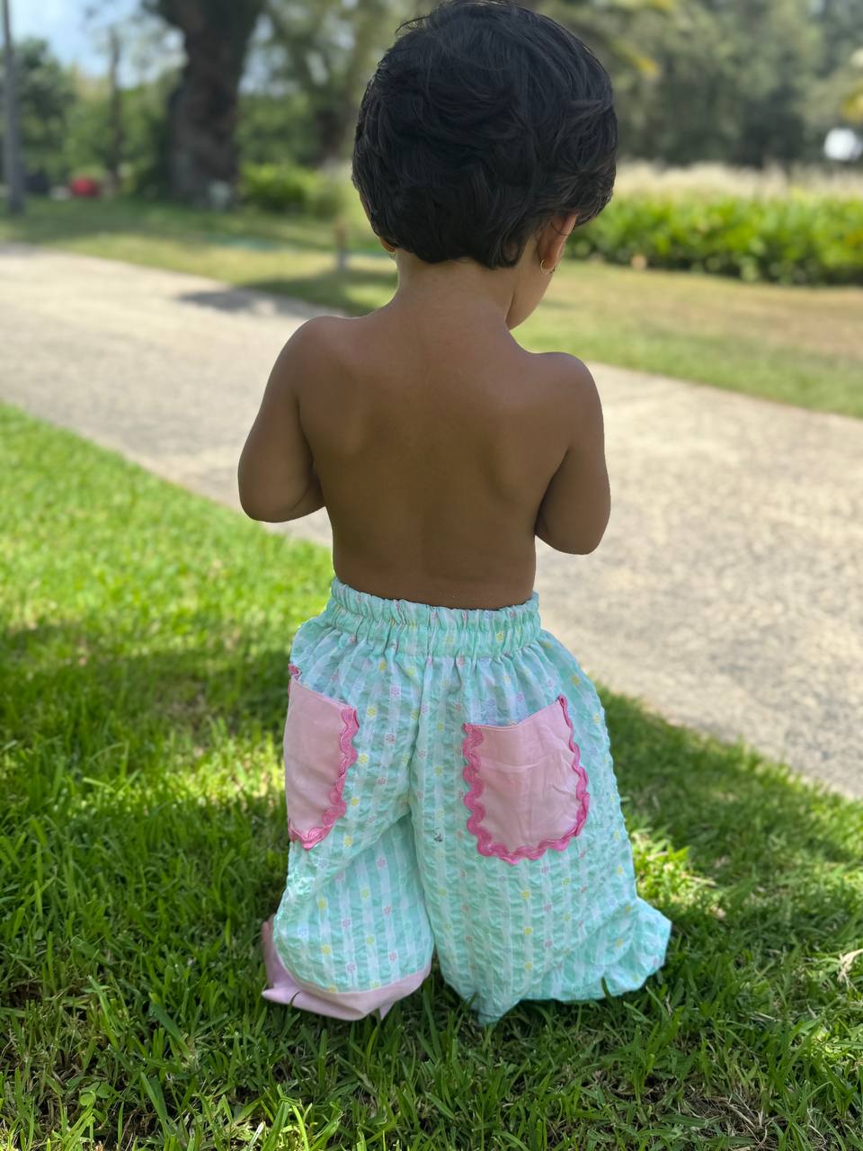 Beach Popcorn Fabric Pants for Baby Girls - www.styletriggers.com