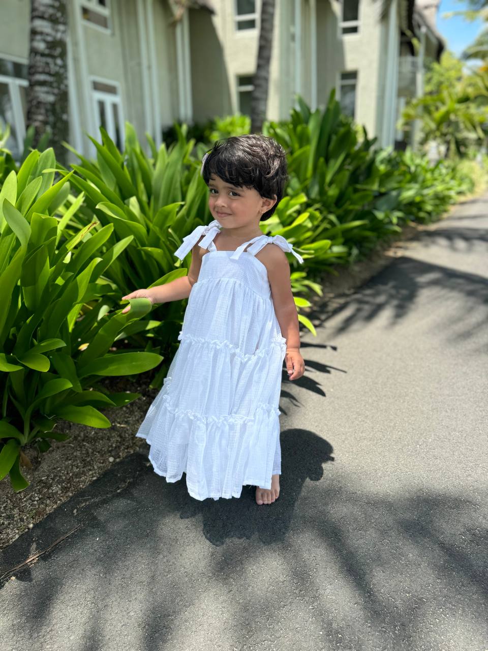 White Flowy Cotton Summer Dress for Girls