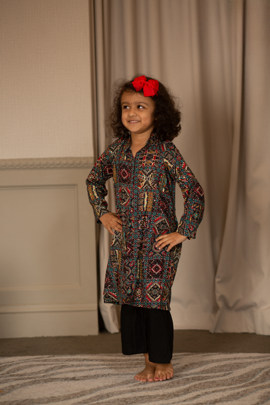 Adorable Blue Ethnic Kurta and Pajama Set for Baby Girls - www.styletriggers.com