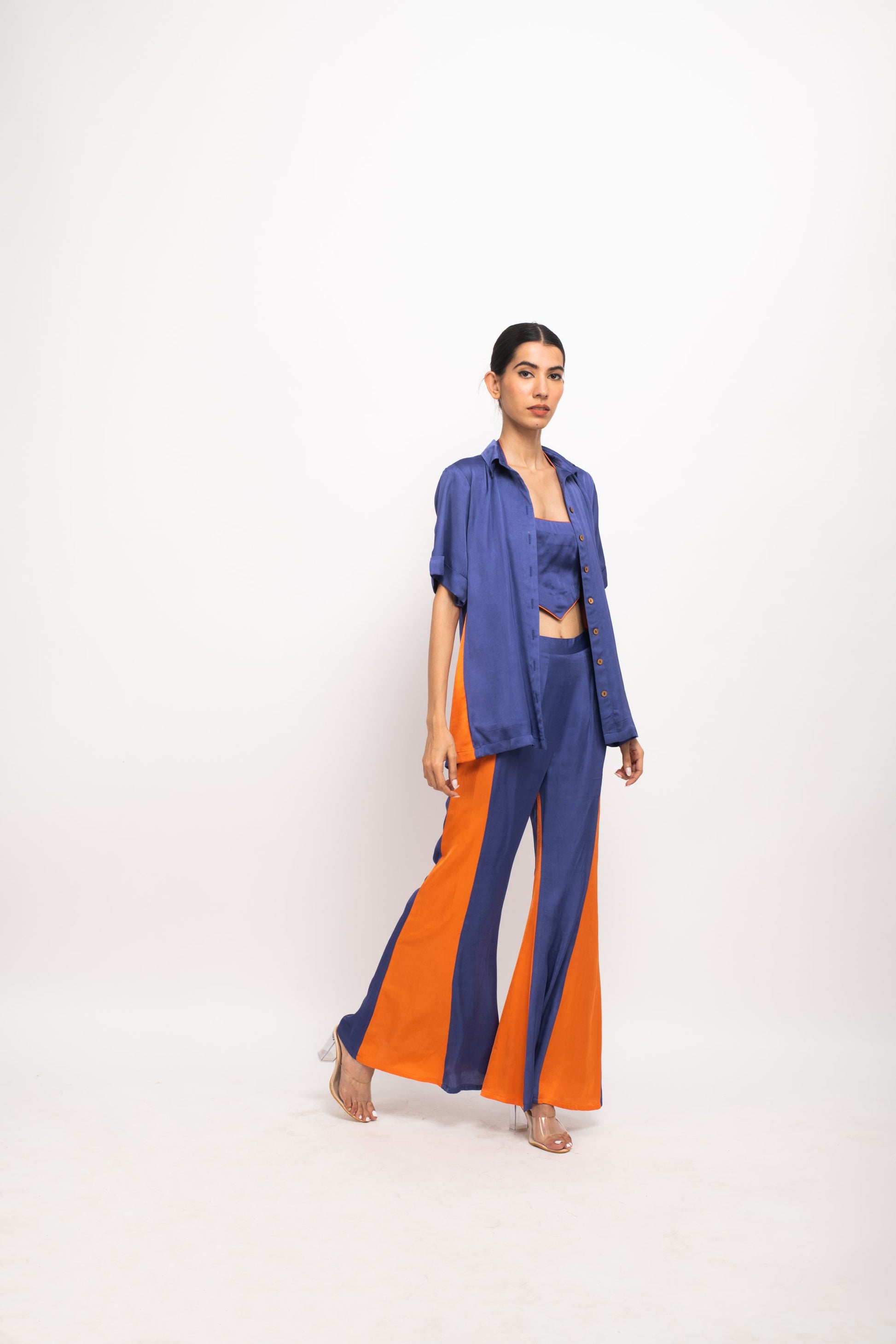 Blue-Orange Co-ord Set - www.styletriggers.com