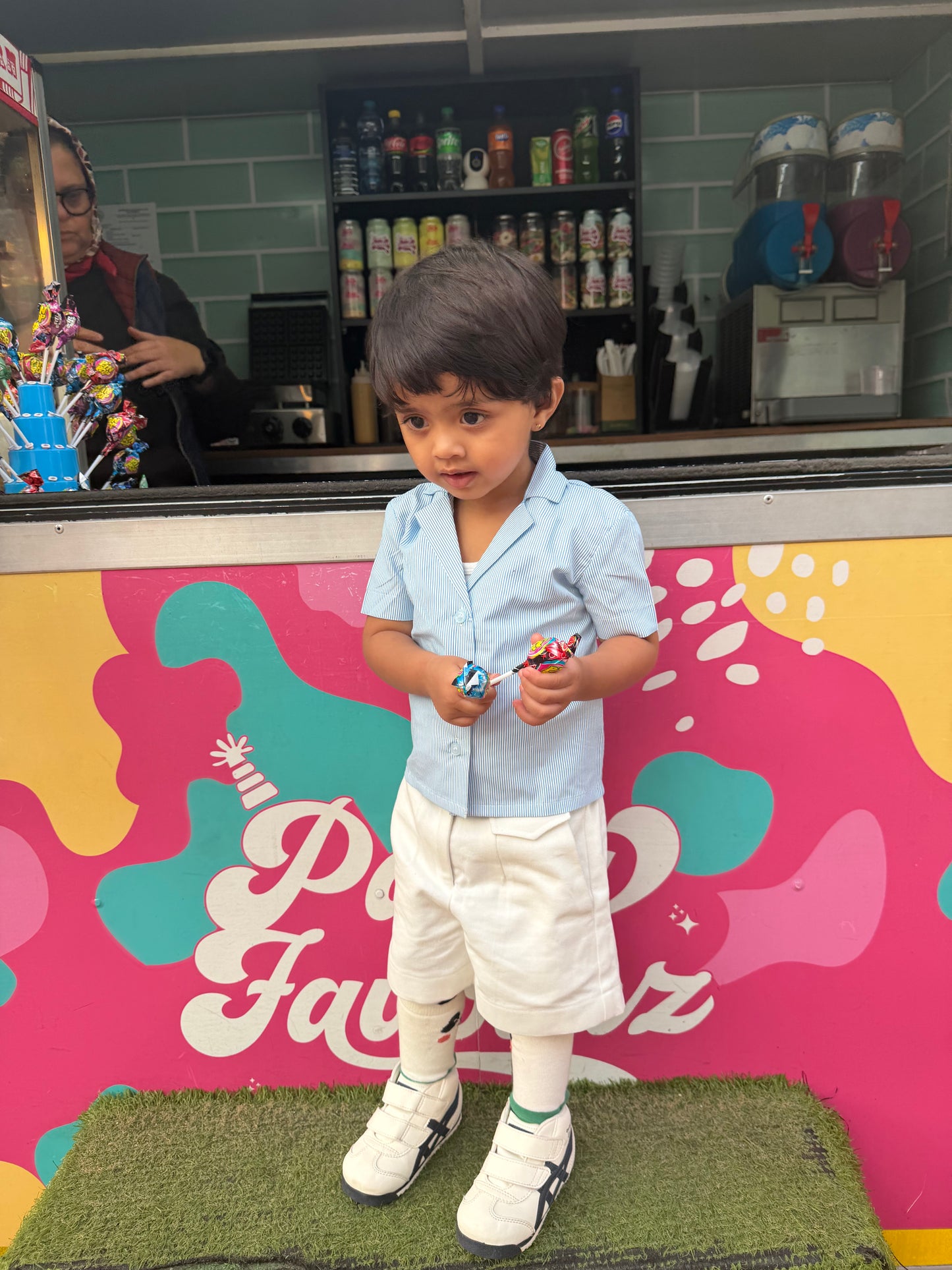 Sky Stripe Shirt & Chino Shorts Set