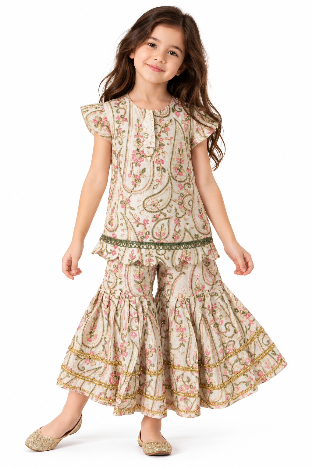 Vasanti Sharara Set for Girls | Embroidered Cotton Festive Wear