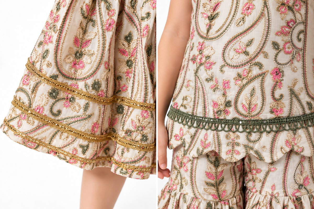 Vasanti Sharara Set for Girls | Embroidered Cotton Festive Wear