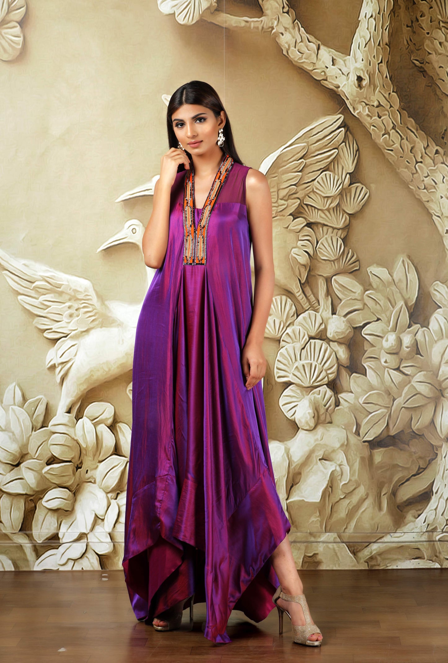 Lily-purple full length  dress - www.styletriggers.com