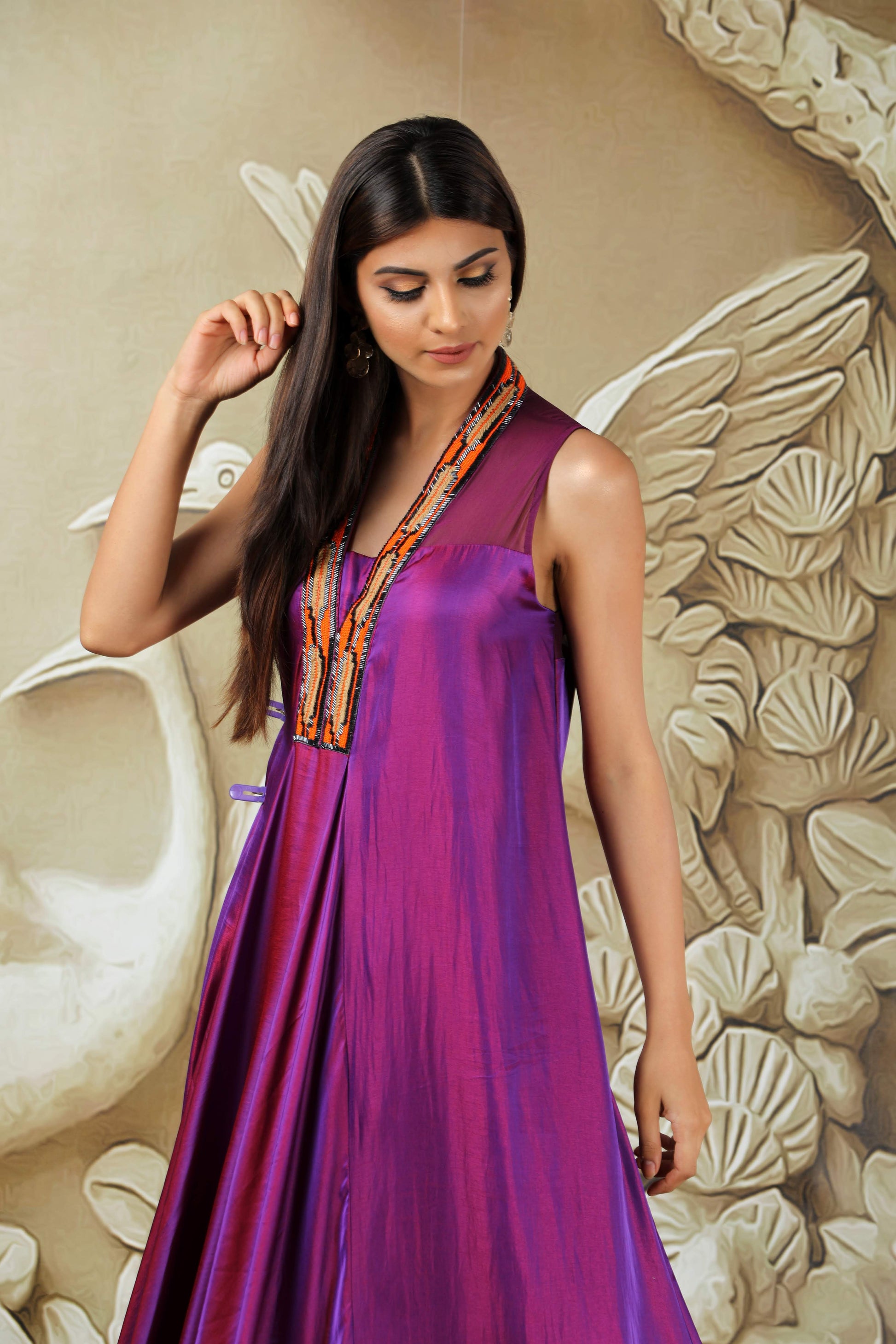 Lily-purple full length  dress - www.styletriggers.com
