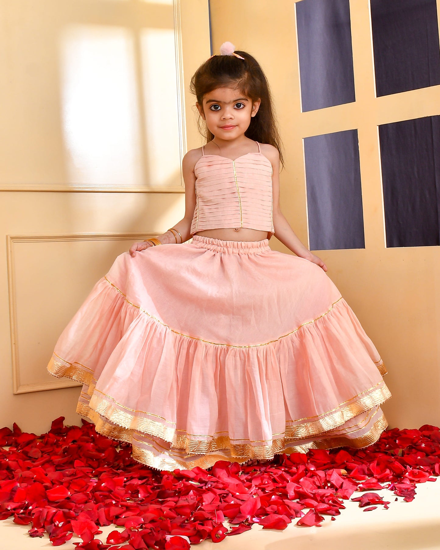 Powder pink chanderi lehenga set - www.styletriggers.com