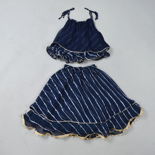 Blue leheriya skirt top set - www.styletriggers.com