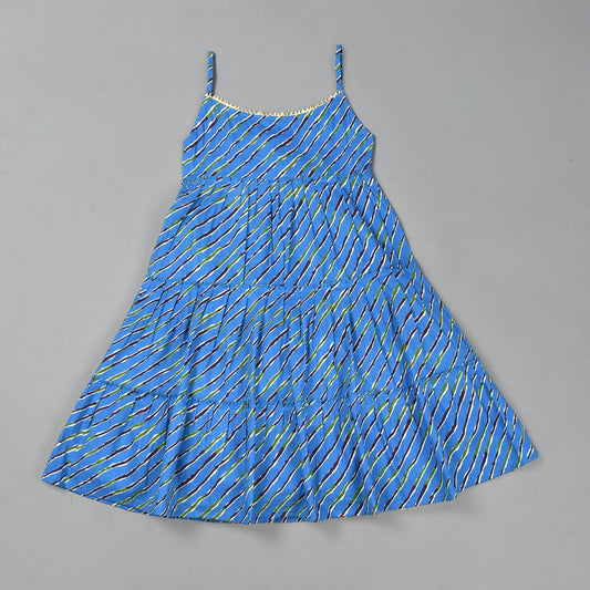 blue leheriya printed dress - www.styletriggers.com
