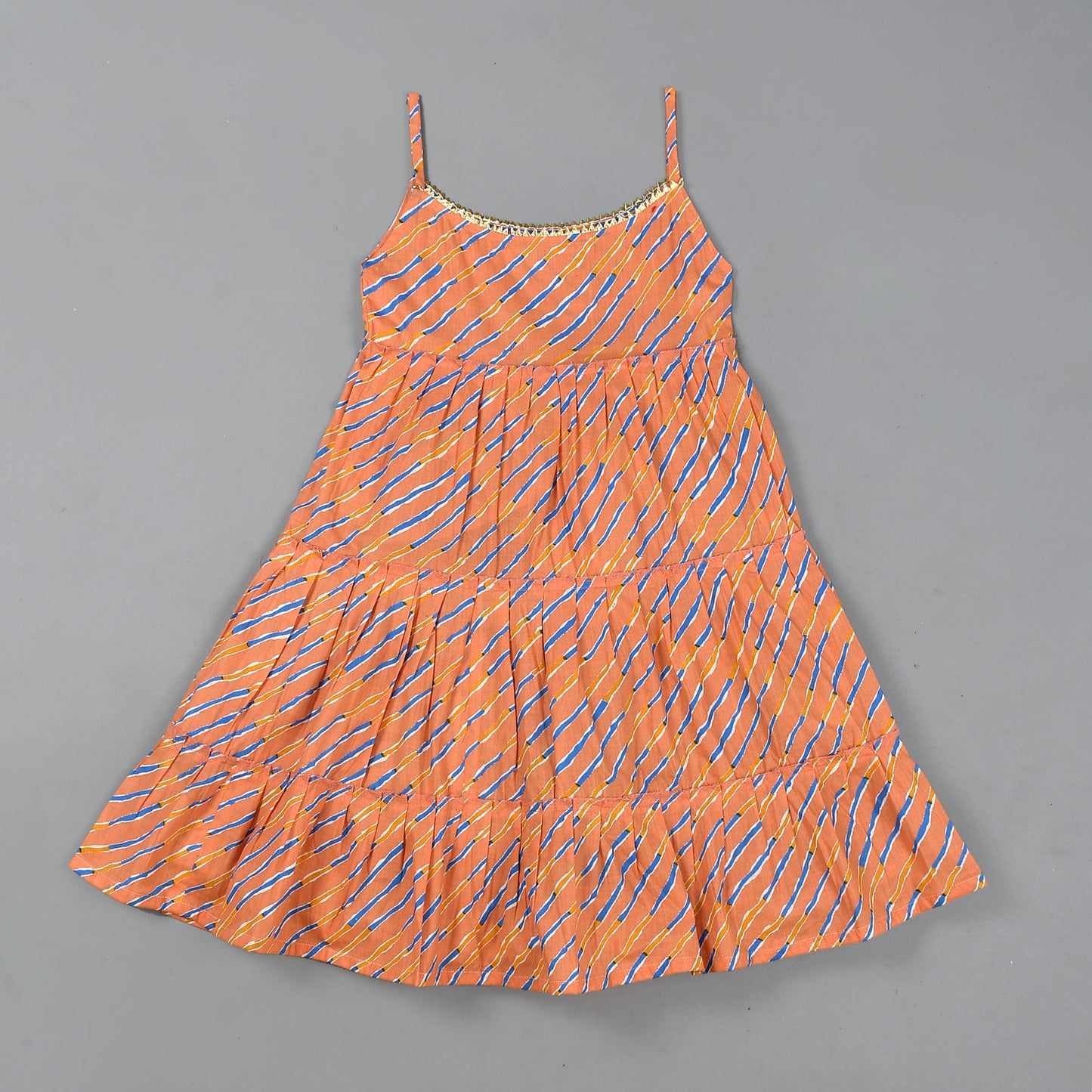 peach leheriya dress - www.styletriggers.com