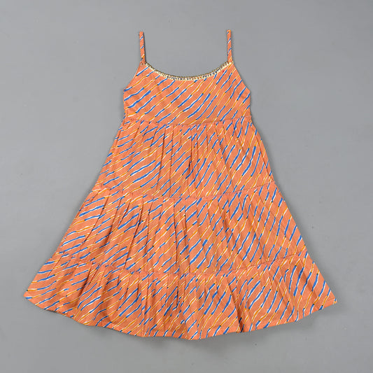 peach leheriya dress - www.styletriggers.com