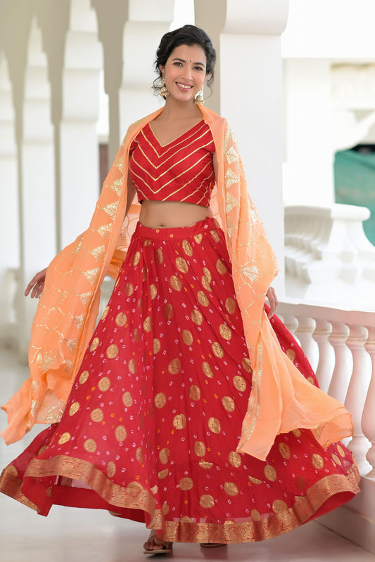 Red lehenga set - www.styletriggers.com