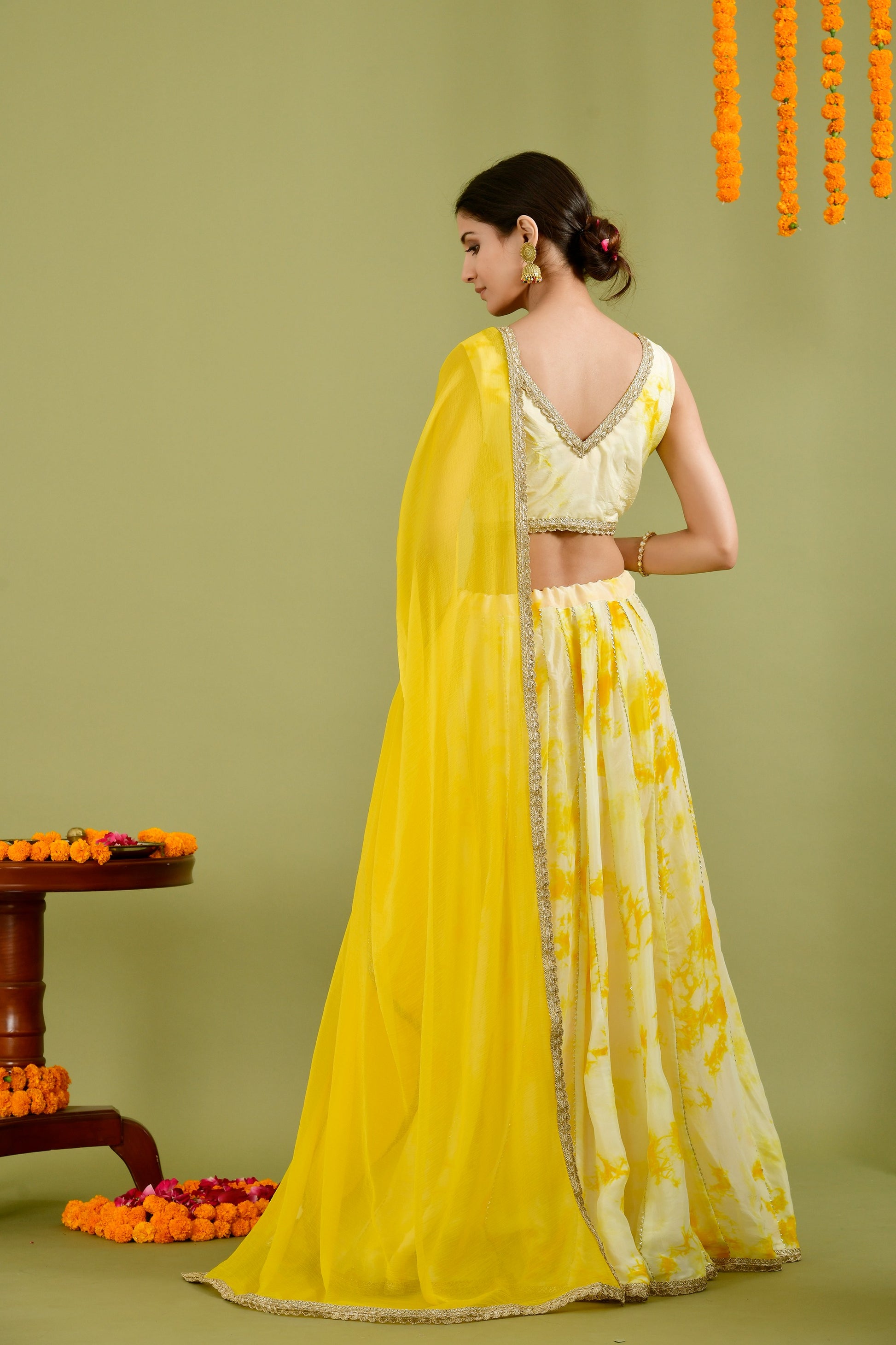 yellow tie dye lehenga set - www.styletriggers.com