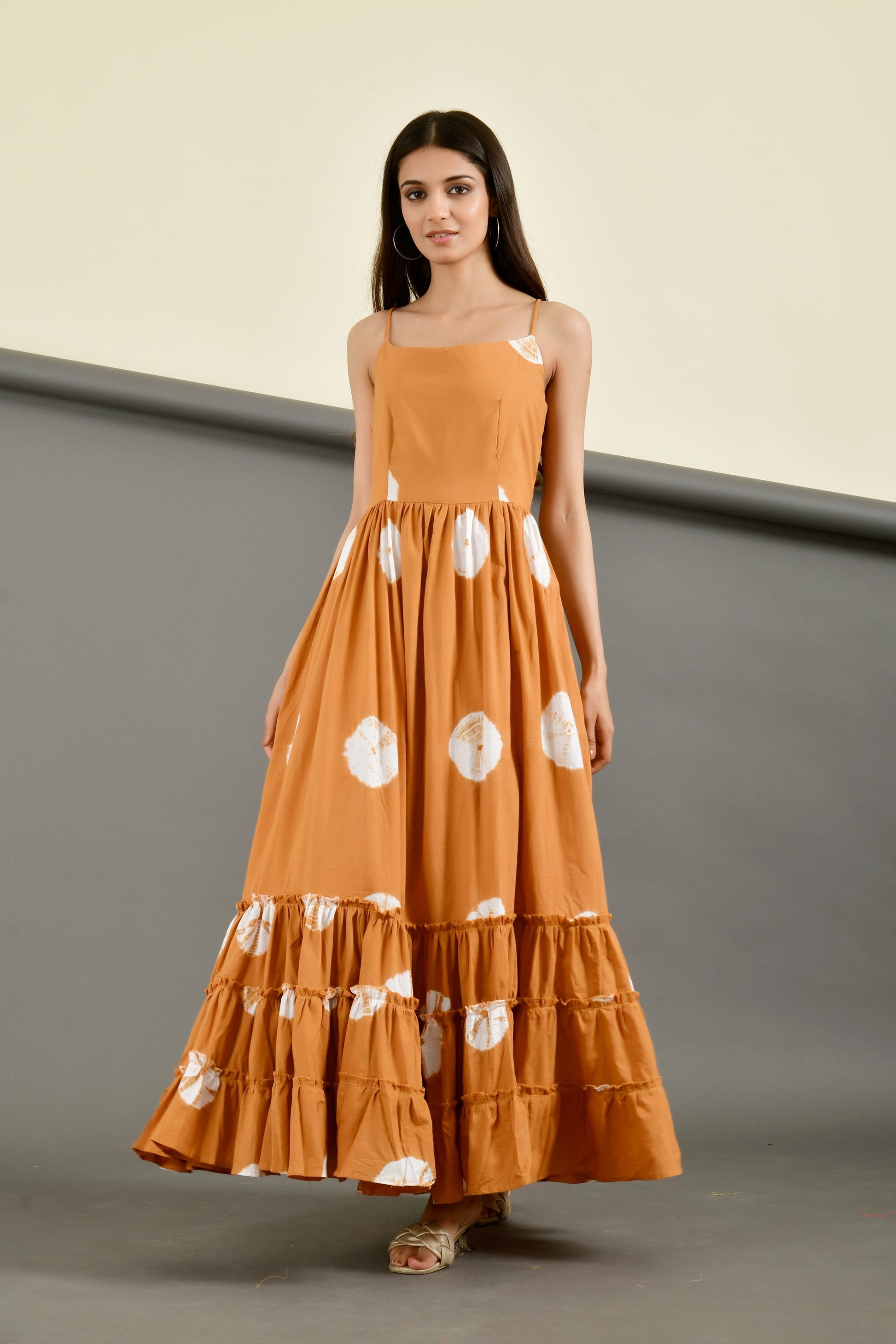 mustard shibori dress - www.styletriggers.com