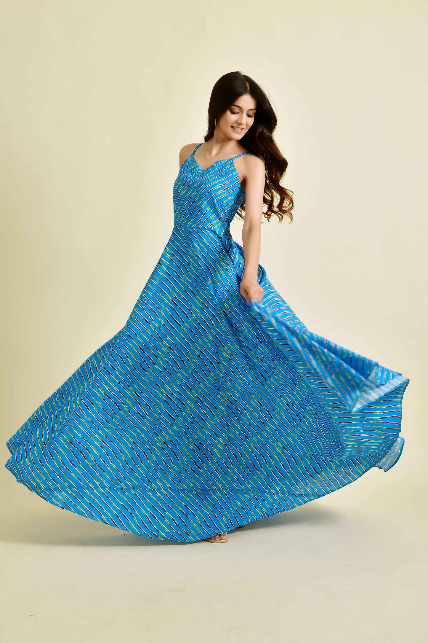 blue leheriya dress - www.styletriggers.com