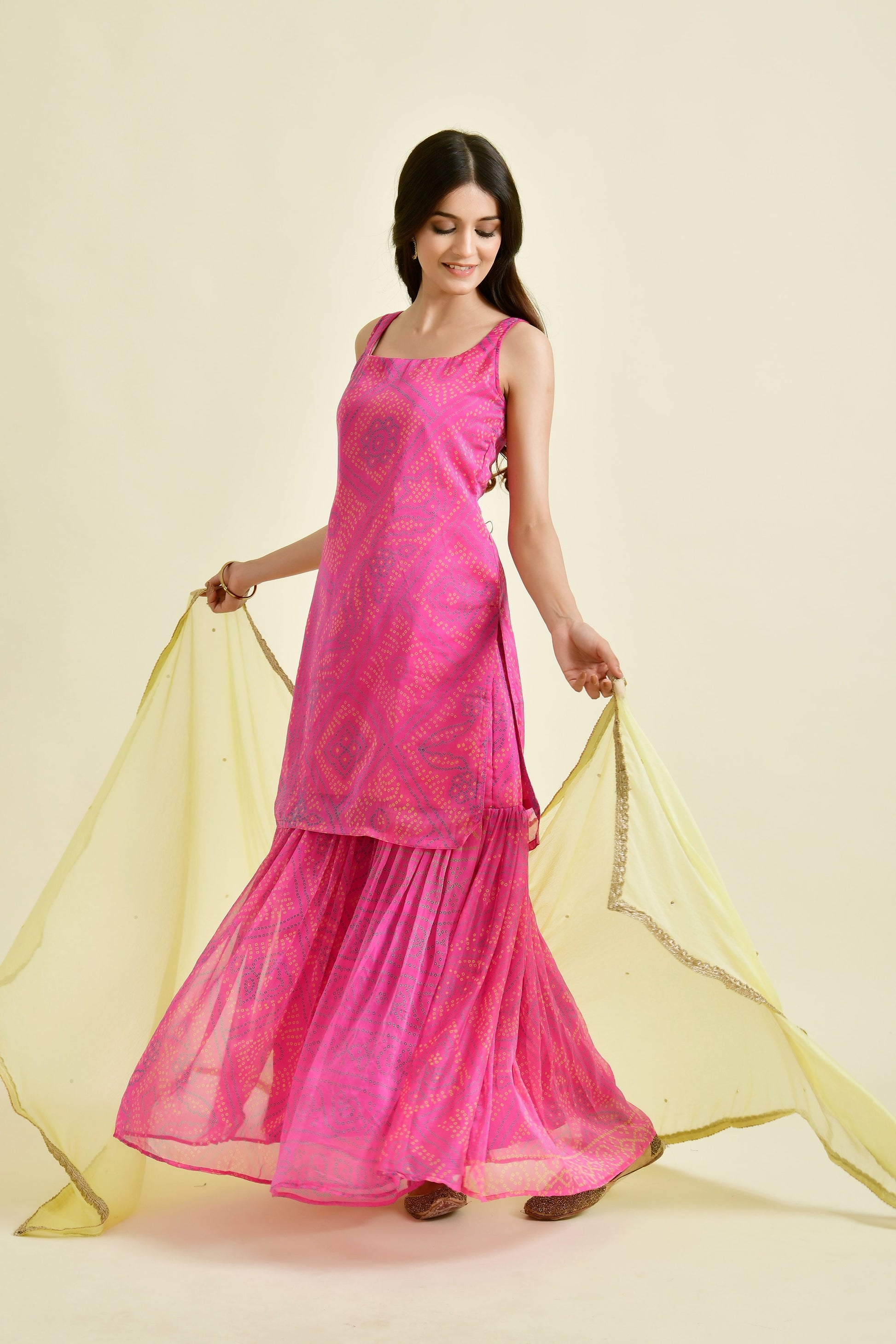 Magenta Bandhani Gahrara Set - www.styletriggers.com