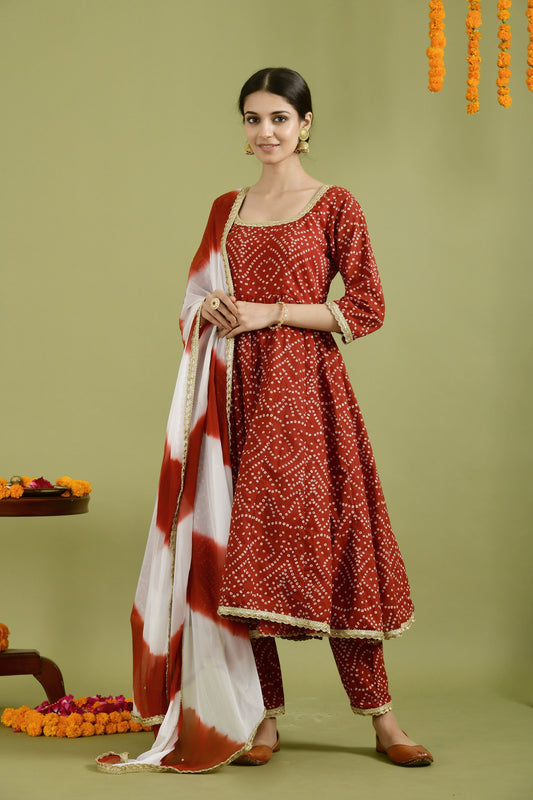 RED BANDHANI SET - www.styletriggers.com