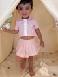 Peony Check Bow Collar Shirt & Pleated Skirt Set — Girls 2-Piece Co-ord