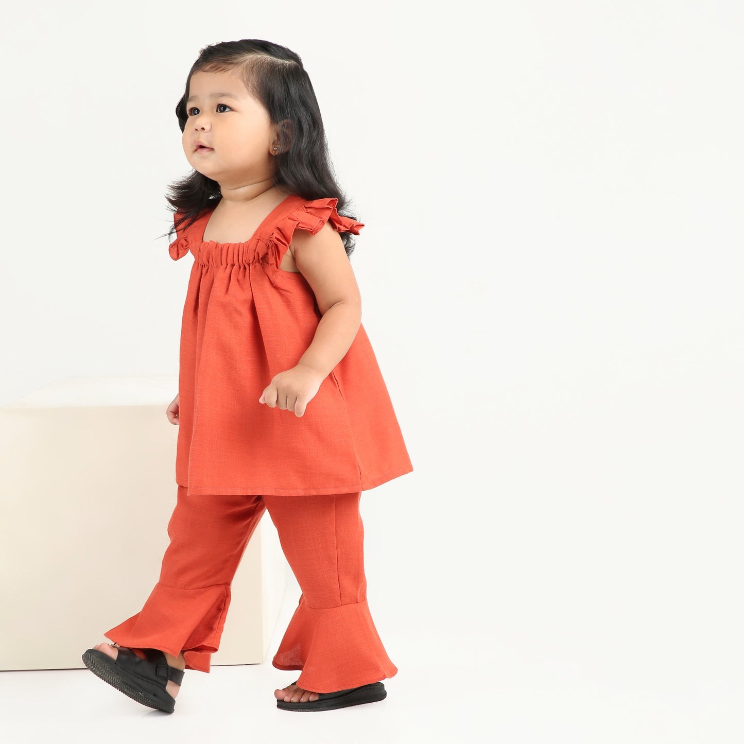 Orange Ruffle Top and Pant | Stylish Kidswear Combo