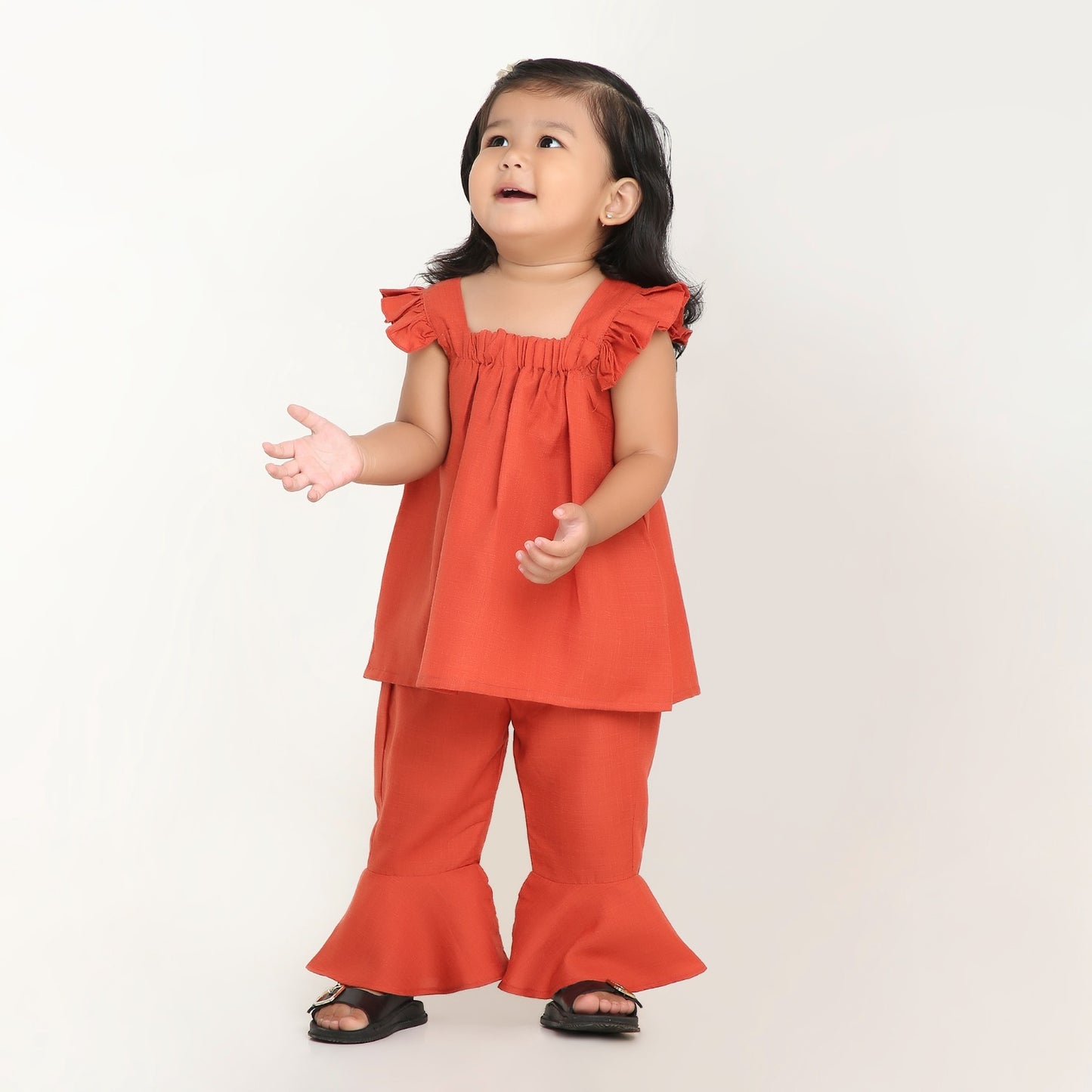 Orange Ruffle Top and Pant | Stylish Kidswear Combo