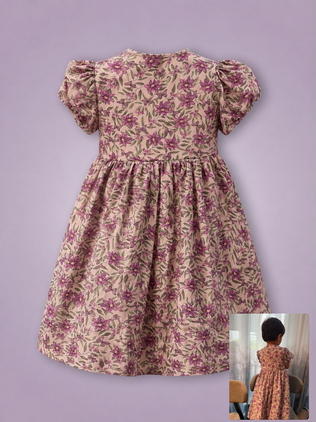 Violet Garden Puff Sleeve Tie-Front Dress — Girls Floral Maxi Dress