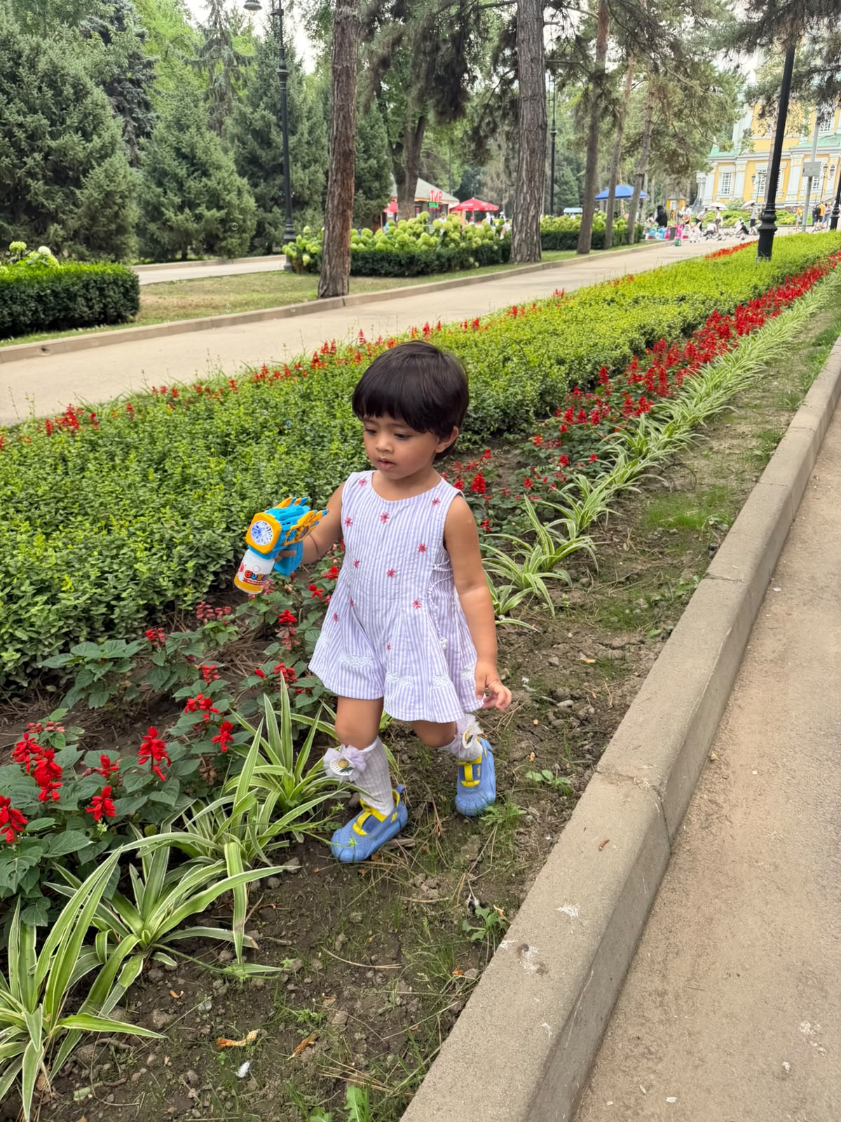 Lavender Meadow Floral Romper — Girls Striped Sleeveless Playsuit