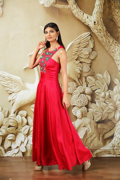 ROSE-Red full length dress - www.styletriggers.com