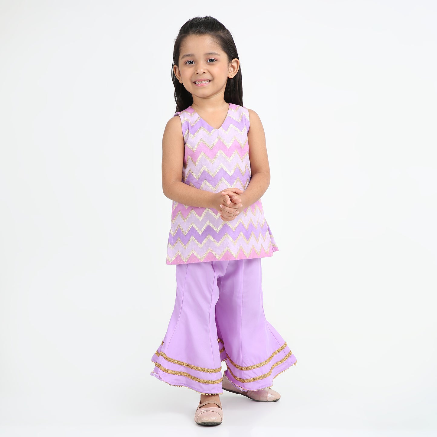 Purple Kurta Sharara Set for Girls – 2-Piece Festive Wear