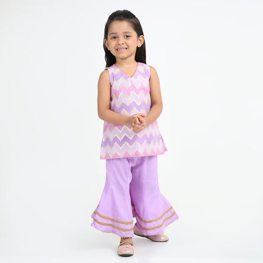 Purple Kurta Sharara Set for Girls – 2-Piece Festive Wear