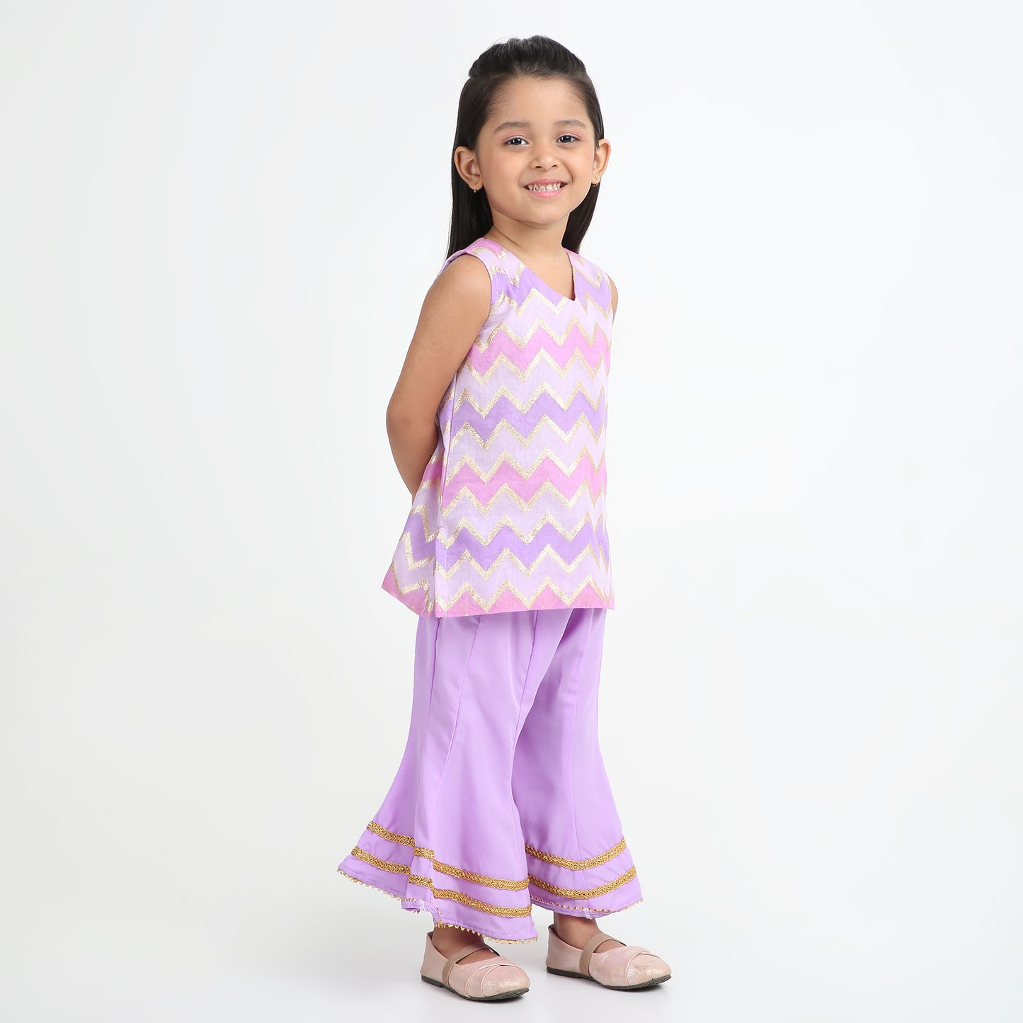Purple Kurta Sharara Set for Girls – 2-Piece Festive Wear