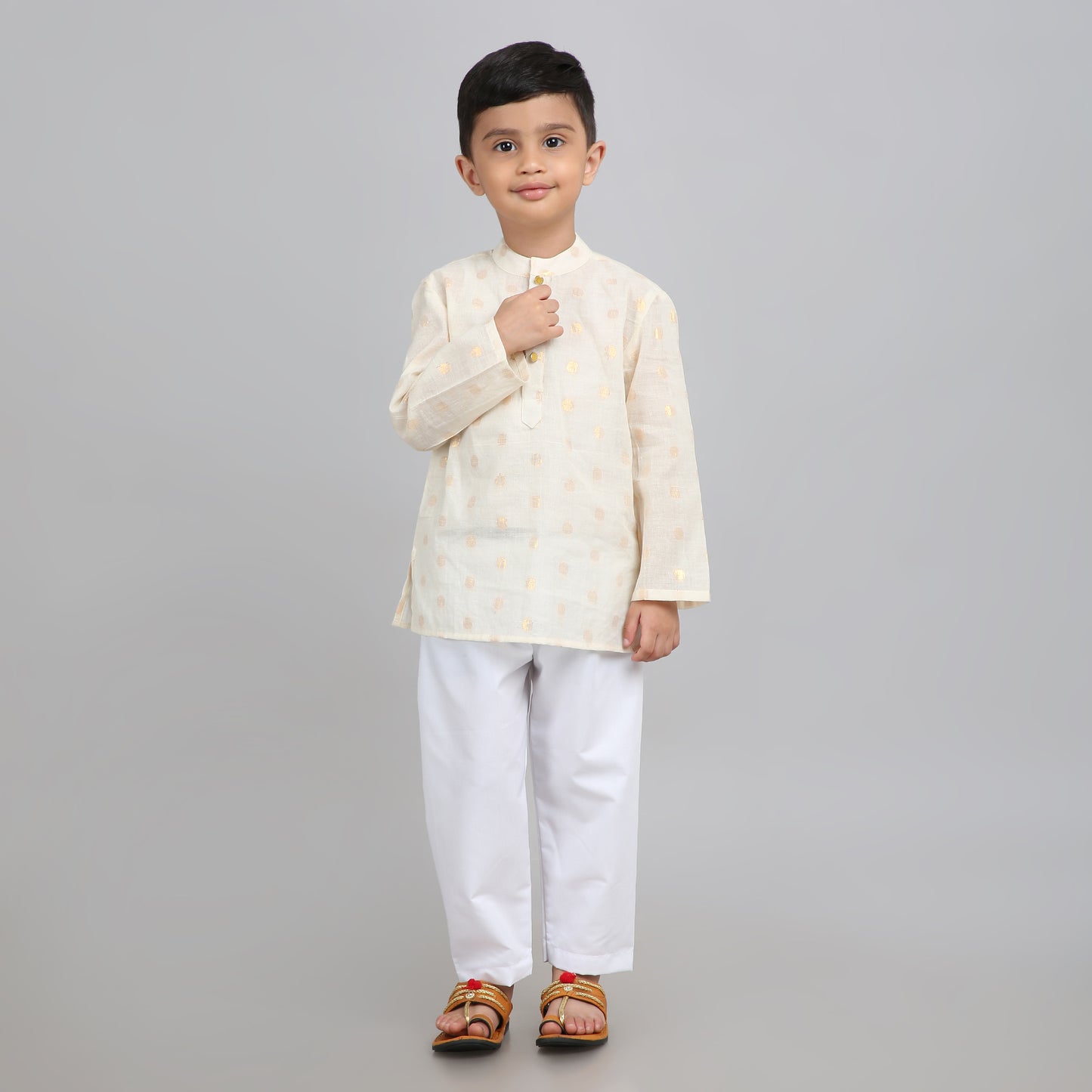 Boys Cream Cotton Kurta Pyjama – Comfortable Festive Wear