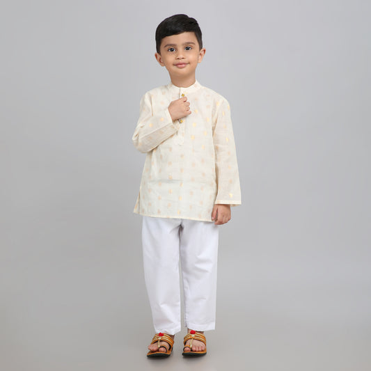 Boys Cream Cotton Kurta Pyjama – Comfortable Festive Wear